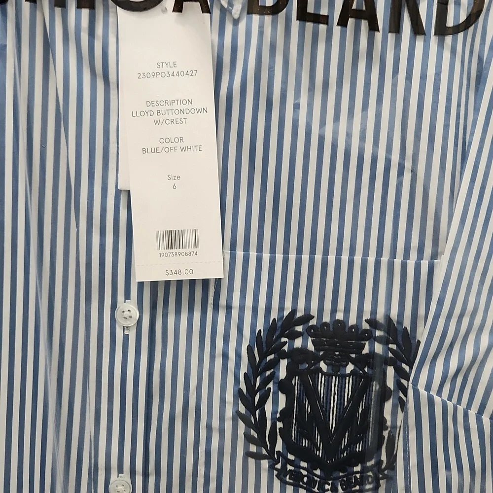 Veronica Beard Blue Striped Lloys Button Down With Cresr - Picture 4 of 7
